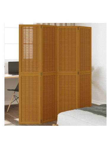 Sonata H Разделител за стая, 4 панела, кафяв, дърво пауловния масив