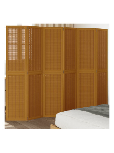 Sonata H Разделител за стая, 6 панела, кафяв, дърво пауловния масив