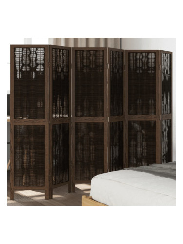 Sonata H Разделител за стая, 6 панела, тъмнокафяв, дърво пауловния масив