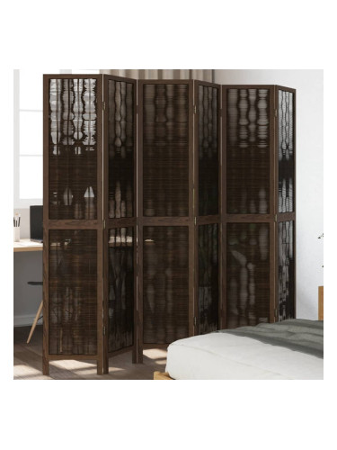 Sonata H Разделител за стая, 6 панела, тъмнокафяв, дърво пауловния масив