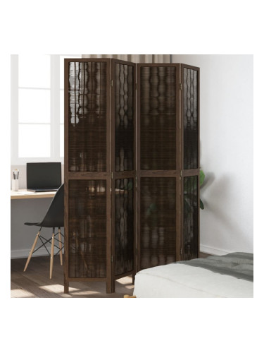 Sonata H Разделител за стая, 4 панела, тъмнокафяв, дърво пауловния масив