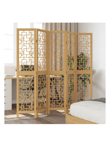 Sonata H Разделител за стая, 5 панела, кафяв, дърво пауловния масив