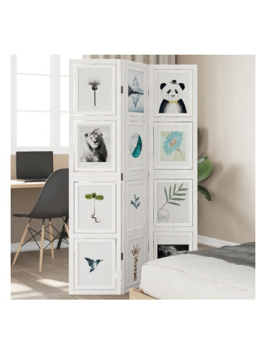 Sonata H Разделител за стая, 3 панела, бял, дърво пауловния масив