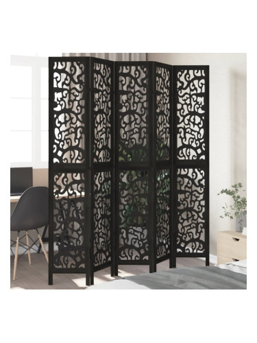 Sonata H Разделител за стая, 5 панела, черен, дърво пауловния масив