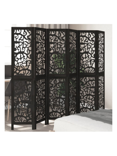 Sonata H Разделител за стая, 6 панела, черен, дърво пауловния масив