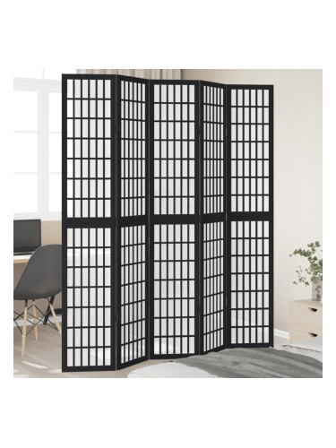 Sonata H Разделител за стая, 5 панела, черен, дърво пауловния масив