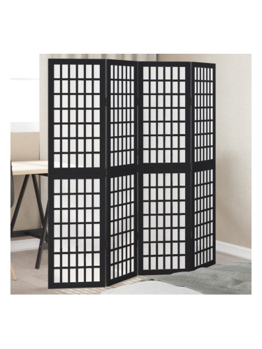 Sonata H Разделител за стая, 4 панела, черен, дърво пауловния масив