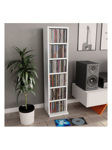 Sonata H Етажерка за компактдискове, бяла, 21x20x88 см, инженерно дърво