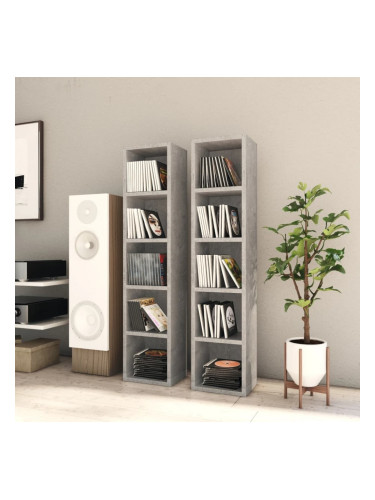 Sonata H CD шкафове, 2 бр, бетонно сиви, 21x16x93,5 см, ПДЧ
