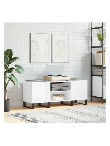 Sonata H Шкаф за грамофонни плочи бял гланц 121x38x48 см инженерно дърво