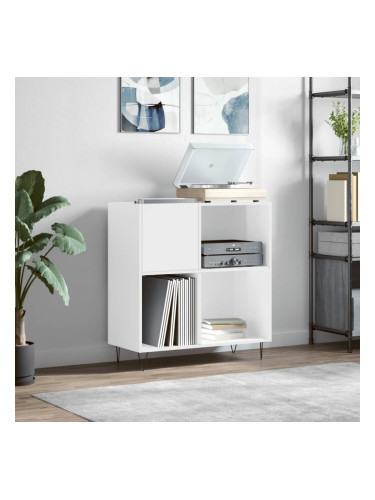 Sonata H Шкаф за винилови плочи бял гланц 84,5x38x89 см инженерно дърво