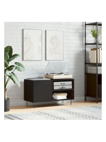 Sonata H Шкаф за грамофонни плочи черен 85x38x48 см инженерно дърво