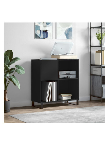 Sonata H Шкаф за грамофонни плочи черен 84,5x38x89 см инженерно дърво