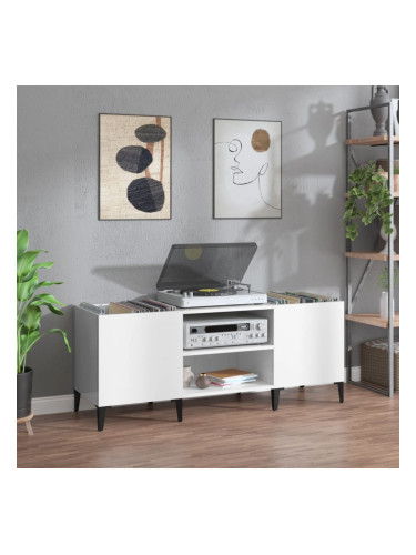 Sonata H Шкаф за грамофонни плочи бял гланц 121x38x48 см инженерно дърво