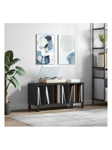 Sonata H Шкаф за грамофонни плочи черен 100x38x48 см инженерно дърво