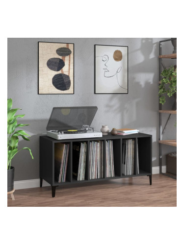 Sonata H Шкаф за грамофонни плочи черен 100x38x48 см инженерно дърво