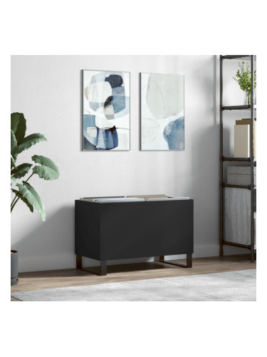 Sonata H Шкаф за грамофонни плочи черен 74,5x38x48 см инженерно дърво