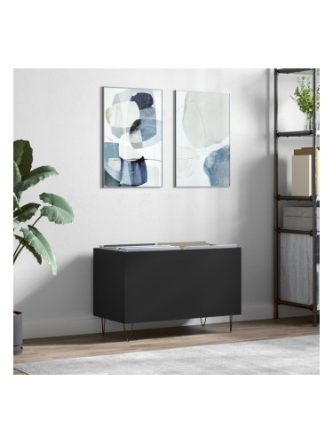 Sonata H Шкаф за грамофонни плочи черен 74,5x38x48 см инженерно дърво
