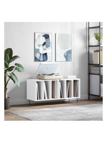 Sonata H Шкаф за грамофонни плочи бял гланц 100x38x48 см инженерно дърво