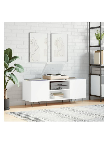 Sonata H Шкаф за грамофонни плочи бял 121x38x48 см инженерно дърво