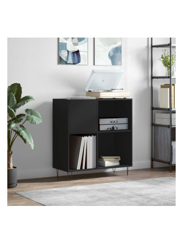 Sonata H Шкаф за грамофонни плочи черен 84,5x38x89 см инженерно дърво