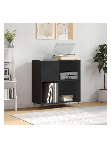 Sonata H Шкаф за грамофонни плочи черен 84,5x38x89 см инженерно дърво