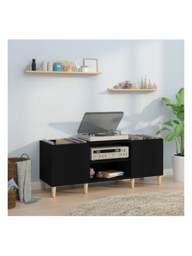 Sonata H Шкаф за грамофонни плочи черен 121x38x48 см инженерно дърво