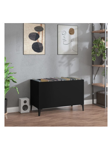 Sonata H Шкаф за грамофонни плочи черен 74,5x38x48 см инженерно дърво