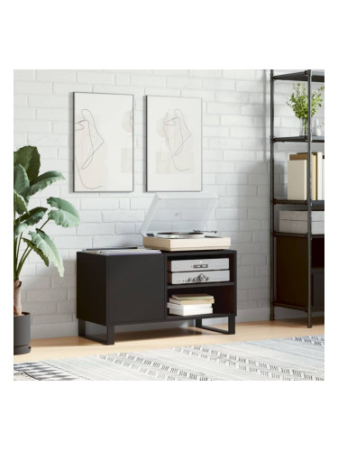 Sonata H Шкаф за грамофонни плочи черен 85x38x48 см инженерно дърво