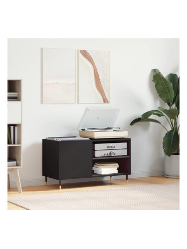 Sonata H Шкаф за грамофонни плочи черен 85x38x48 см инженерно дърво