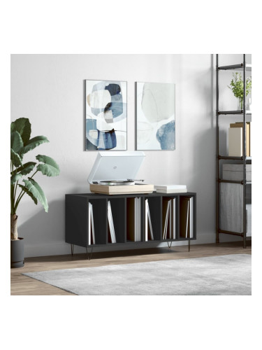 Sonata H Шкаф за грамофонни плочи черен 100x38x48 см инженерно дърво