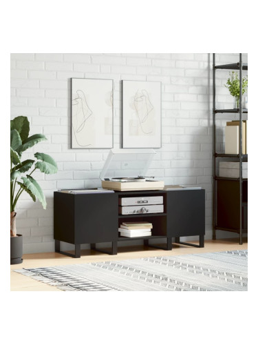 Sonata H Шкаф за грамофонни плочи черен 121x38x48 см инженерно дърво
