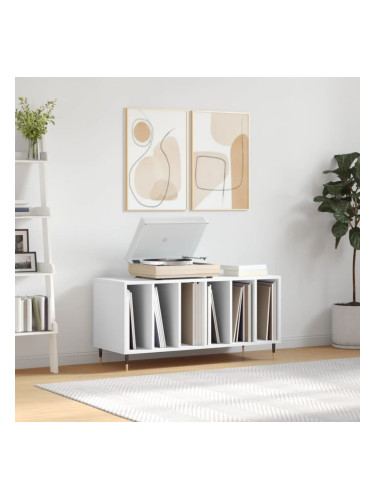 Sonata H Шкаф за грамофонни плочи бял 100x38x48 см инженерно дърво