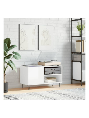 Sonata H Шкаф за грамофонни плочи бял гланц 85x38x48 см инженерно дърво