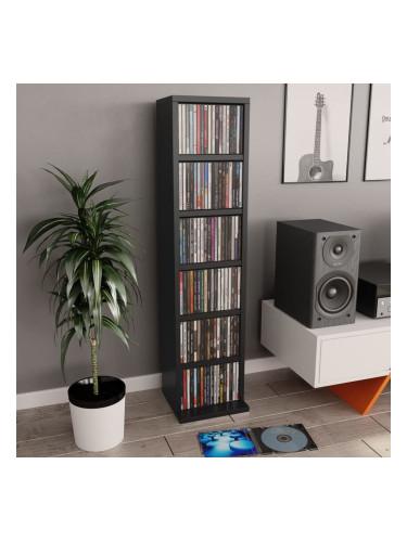 Sonata H Етажерка за компактдискове, черна, 21x20x88 см, инженерно дърво