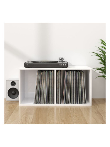 Sonata H Шкаф за винилови плочи, бял гланц, 71x34x36 см, инженерно дърво