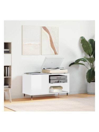 Sonata H Шкаф за грамофонни плочи бял гланц 85x38x48 см инженерно дърво