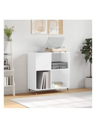 Sonata H Шкаф за винилови плочи бял гланц 84,5x38x89 см инженерно дърво