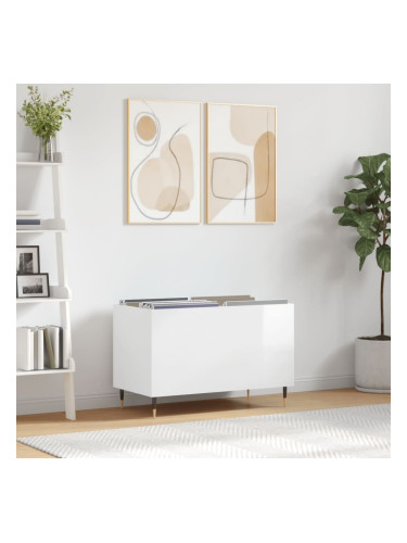 Sonata H Шкаф за винилови плочи бял гланц 74,5x38x48 см инженерно дърво