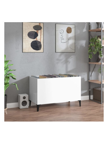 Sonata H Шкаф за винилови плочи бял гланц 74,5x38x48 см инженерно дърво