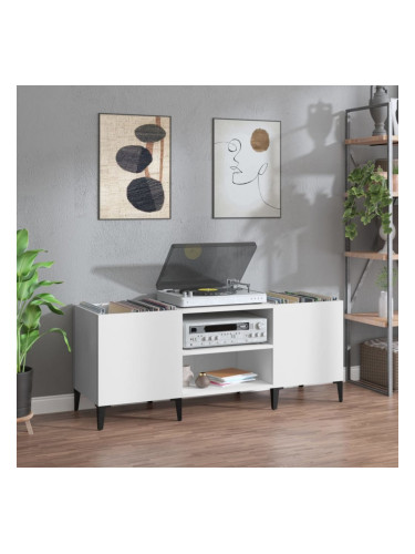 Sonata H Шкаф за грамофонни плочи бял 121x38x48 см инженерно дърво