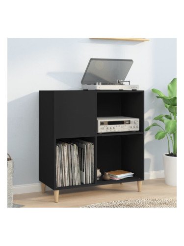 Sonata H Шкаф за грамофонни плочи черен 84,5x38x89 см инженерно дърво