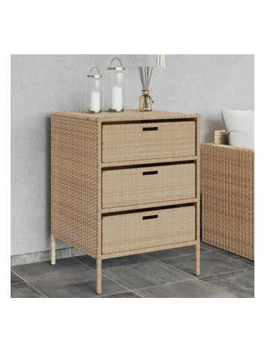 Sonata H Градински шкаф за съхранение бежов 55x59x80 см полиратан