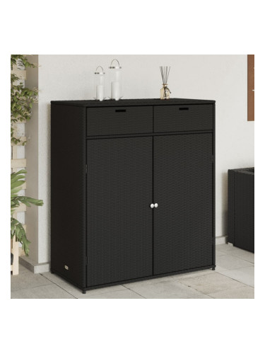 Sonata H Градински шкаф за съхранение, черен, 105x55x113 см, полиратан