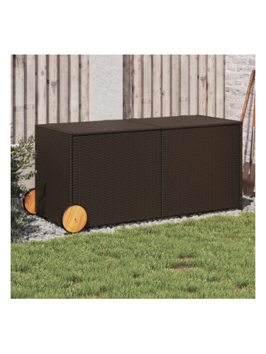 Sonata H Градинска кутия за съхранение с колела кафява 283 л полиратан