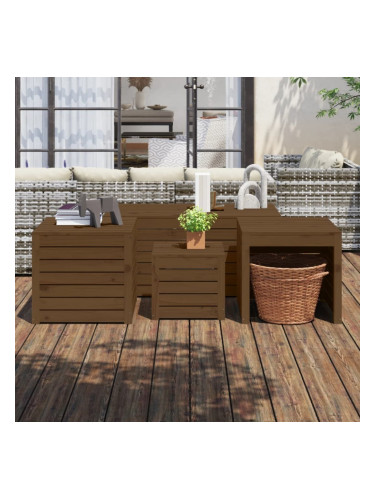 Sonata H Комплект градински кутии от 4 части, меденокафяво, бор масив