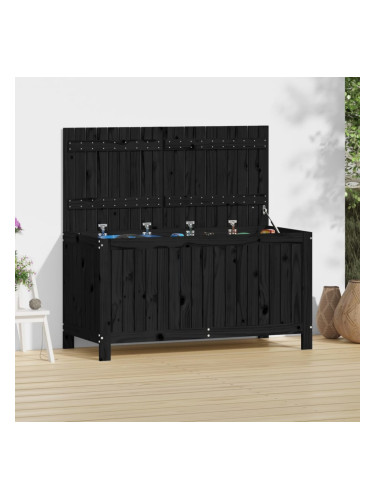 Sonata H Кутия за съхранение, черна, 121x55x64 см, борово дърво масив