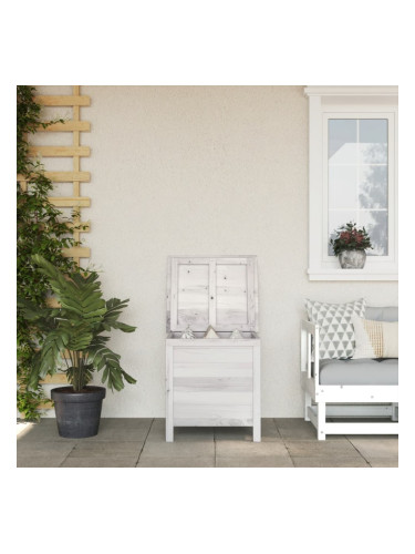 Sonata H Градинска кутия за съхранение бяла 50x49x56,5 см чам масив