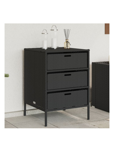 Sonata H Градински шкаф за съхранение черен 55x59x80 см полиратан