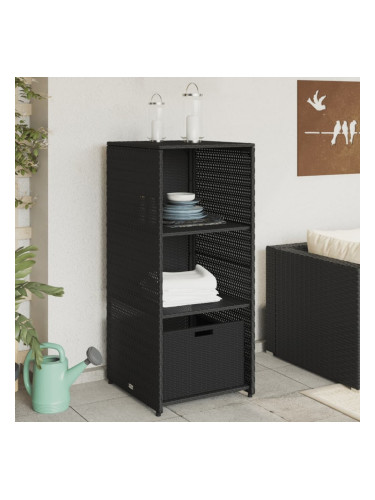 Sonata H Градински шкаф за съхранение, черен, 50x55x115 см, полиратан